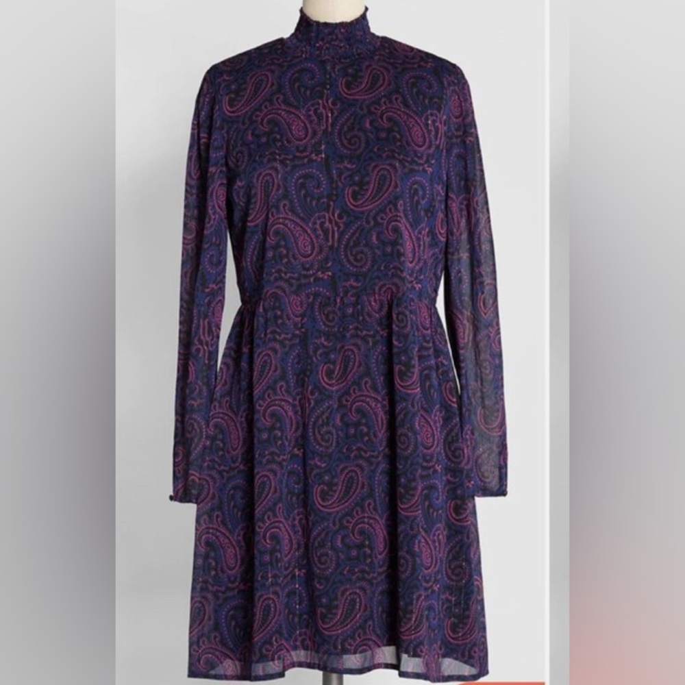 NWT ModCloth Paisley Chiffon Dress 2X